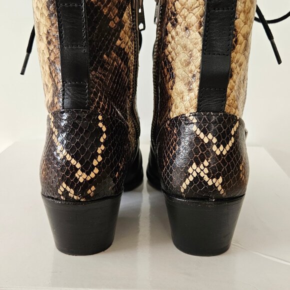 AllSaints Katy Ankle Boots - Black + Snake - Picture 6 of 8